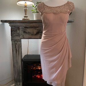 Women’s “Xscape” pink dress with beaded neckline , size 6
